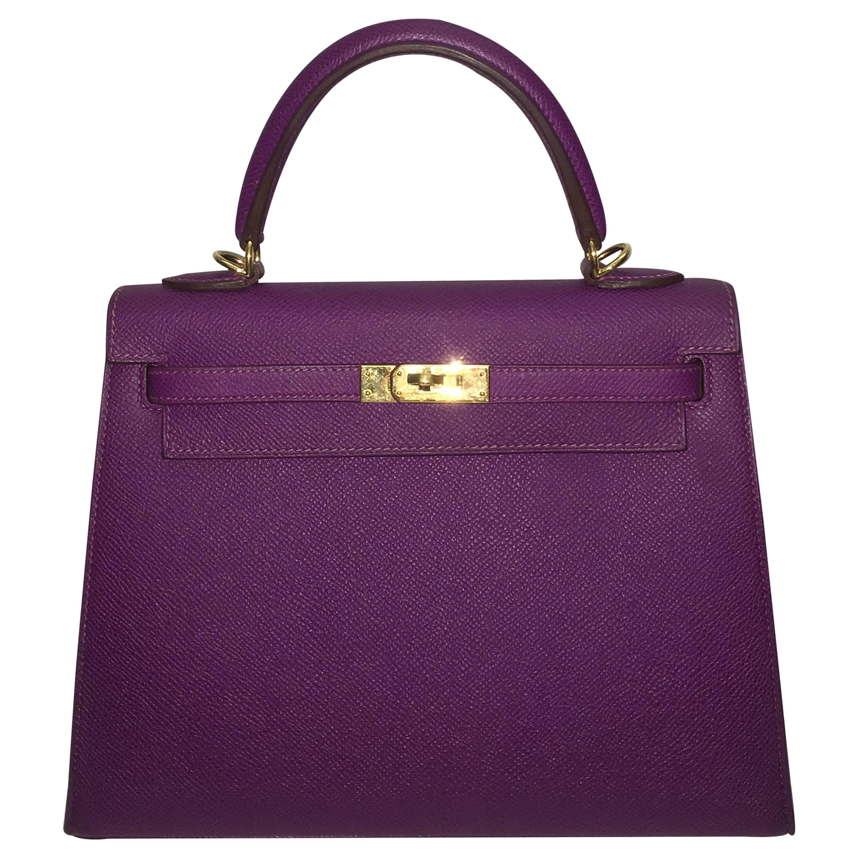 Brand New Hermes Kelly 25 Anemone Epsom GHW For Sale