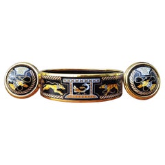 Set di bracciali e orecchini Hermès con stampa di cani levrieri Taglia 70