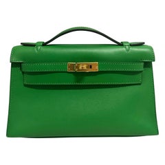 Hermes Mini Kelly Pochette Bamboo Swift in pelle ghw