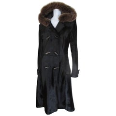 Vintage Dolce & Gabbana Hooded Black Pony Fur Coat