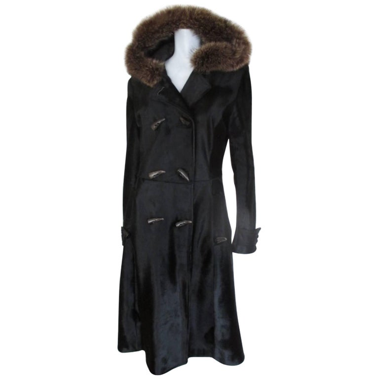 Dolce and Gabbana Hooded Black Pony Fur Coat For Sale at 1stDibs | dolbana  coffee, pony coats for sale, pony skin coat