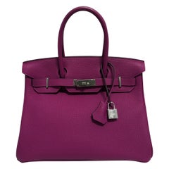 Absolutely Stunning Hermes Birkin 30 Rose Pourpre Togo Leather