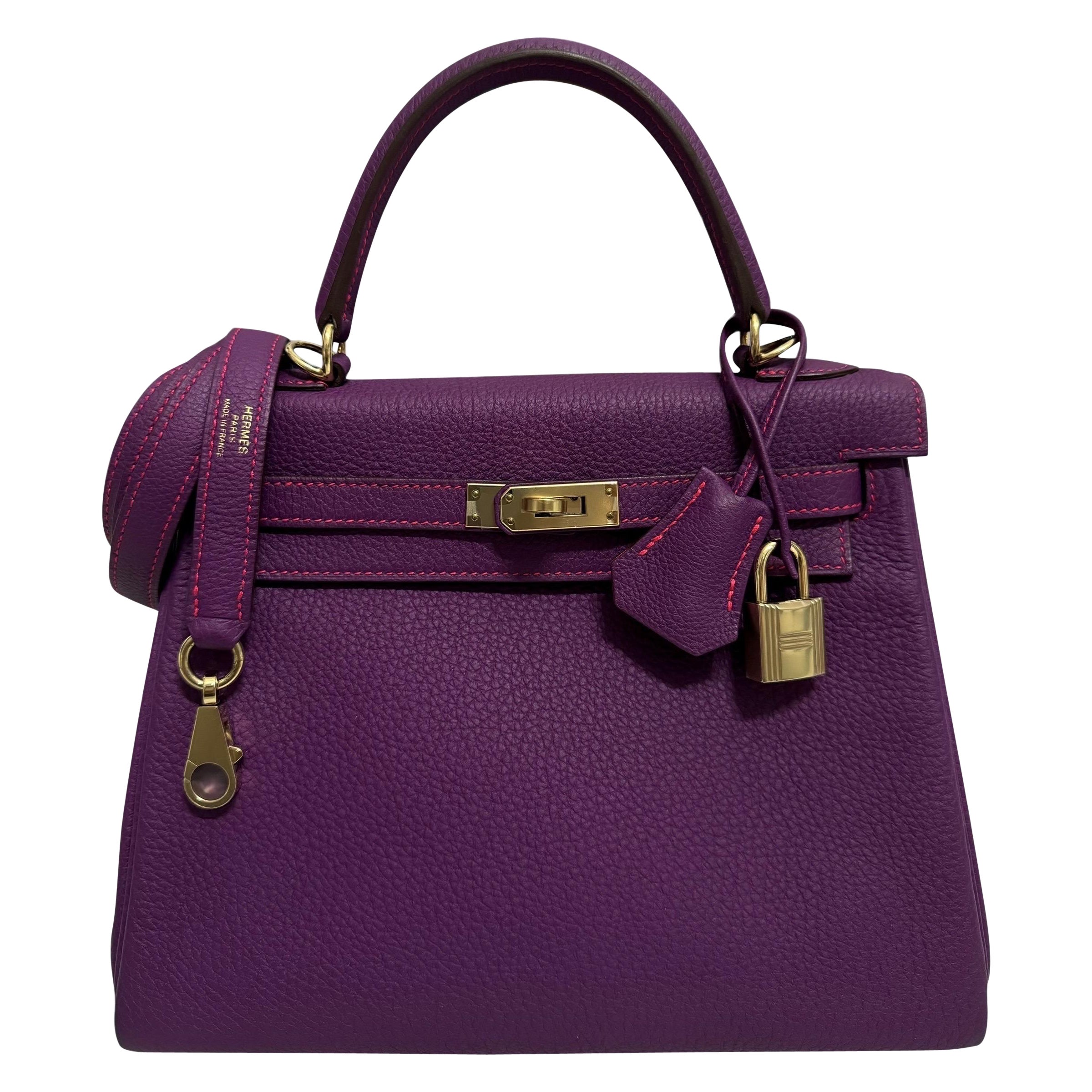 As New RARE  Hermes Kelly 25 Special Order 1 of 1 Anemone Togo Leather For Sale