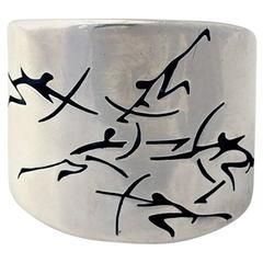 Antonio Pineda .970 Silver Native Warrior Cuff Bracelet