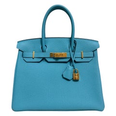 Hermes Birkin 30 Bleu du Nord Togo Leather complimented by Gold Hardware.