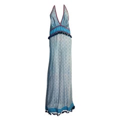 UNWORN Talitha Neckholder Tassel Maxi Dress Gown Cotton Silk M