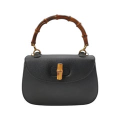 Gucci Bamboo 1947 Bolso Asa Superior Piel Pequeño Negro