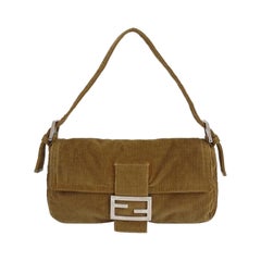 FENDI Baguette Vintage Corduroy Beige Brown Shoulder Bag