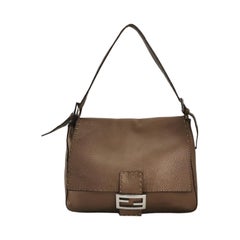 Fendi Mamma Baguette Selleria Calfskin Leather Copper Brown Shoulder Bag
