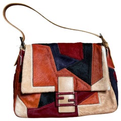 Fendi Mamma Baguette Multicolor Pony-style Calfskin Leather Block Pattern