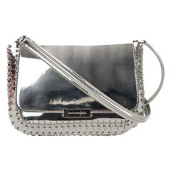 Paco Rabanne, Silberne Ledertasche in Silber, 2019