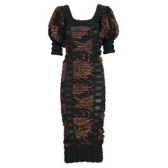 BODY MAP 80'S rare and iconic printed and ruffled stretched dress
