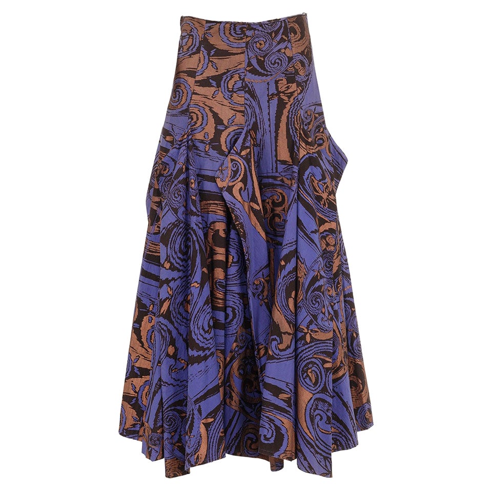 BODY MAP 80'S rare paneled printed maxi skirt For Sale