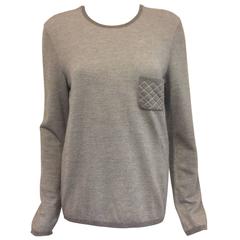 Chanel Cashmere Blend Sterling Pullover With Silver Metallic Threads Sz 46