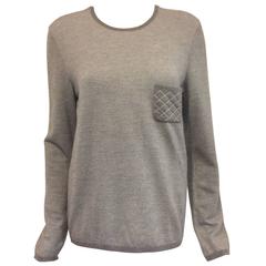 Chanel Cashmere Blend Sterling Pullover With Silver Metallic Threads Sz 46 