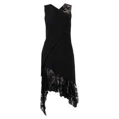 GIVENCHY black 2018 ASYMMETRIC WOOL & LACE Dress 38 S