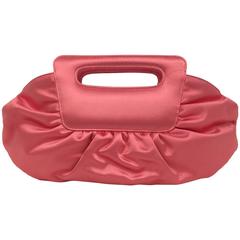 Christian Louboutin Lipstick Pink Satin Gathered Evening Bag 8
