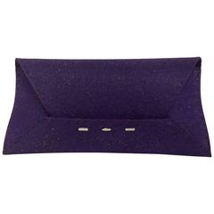 VBH Manila Purple Metallic Fabric Envelope Clutch With Suede Lining 