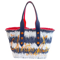 Nuevo Christian Louboutin Vaquero azul + Bolso de hombro grande con tachuelas blancas
