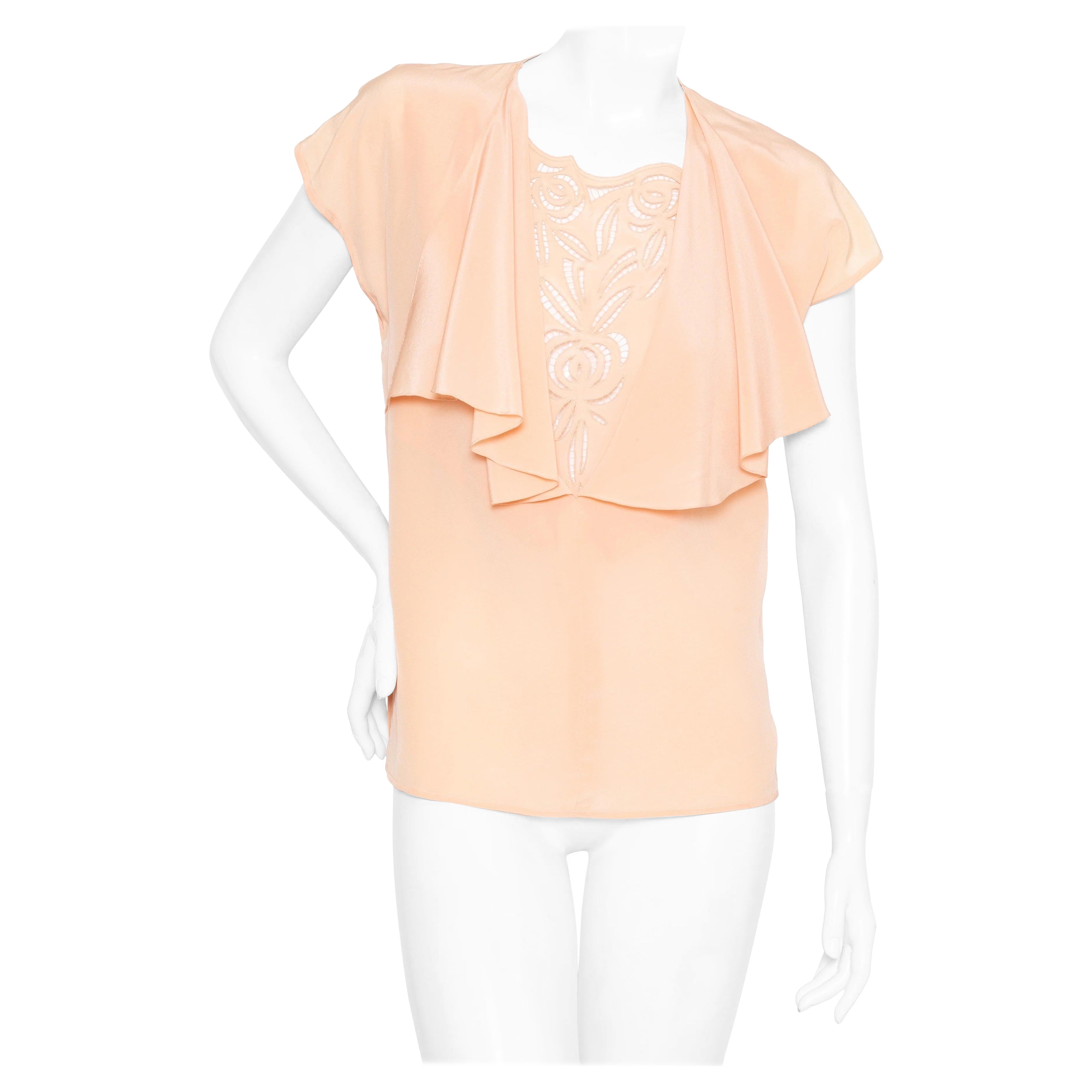 Gucci Vintage Silk Ruffle Detail Top (1970s)