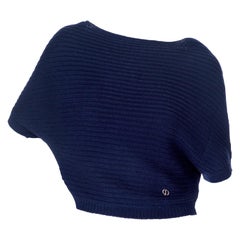 Christian Dior Marineblauer Dolman-Pullover aus Kaschmir mit kurzen Ärmeln