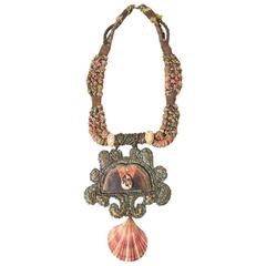 Alex and Lee "Peace and Love" Shell Pendant Necklace circa 1970s