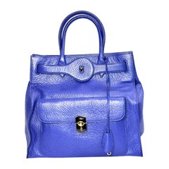 Balenciaga 33cm blue leather structure handle bag
