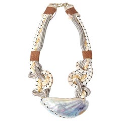 Vintage Alex and Lee "Love and Peace" Shell and Rope Choker circa 1970s