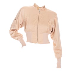 Dolce & Gabbana Vintage 1990s Blush Zip Crop Bomber Jacket