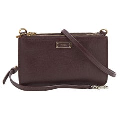 Alivero Martini 1A Classe Burgundy Leather & Coated Canvas Zip Crossbody Bag