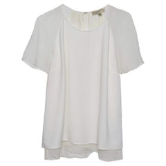 Burberry White Crepe Short Sleeve Top M