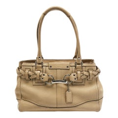 Coach Beige Grained Leather Hampton Tote