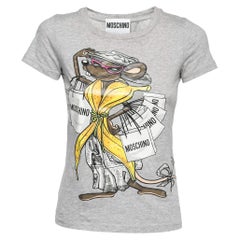 Moschino Couture Camiseta de algodón con estampado de ratón Shopaholic gris XXS