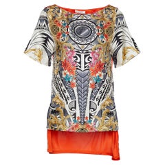 The Collective Versace Collection - Top en jersey et soie imprimé multicolore à ourlet haut S