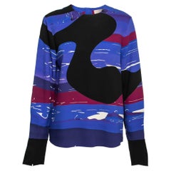 Roksanda Blue Graphic Printed Silk-Crepe Blouse M