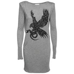 Emilio Pucci Grey Lace Embellished Jersey Long Sleeve Top M