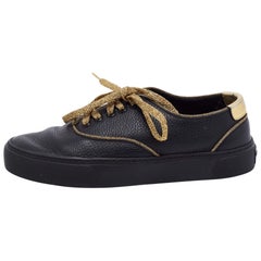 Saint Laurent Black Leather Low Top Sneakers Size 36