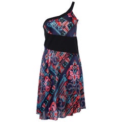 Robe asymétrique Versace Collection imprimée multicolore en jersey S