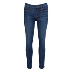 Frame Navy Blue Denim Le Skinny de Jeanne Crop Lennox Jeans M