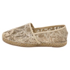 Valentino Cream Lace and Leather Espadrille Flats Size 36