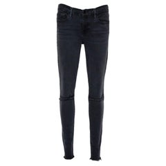 Frame Black Faded Denim Le Skinny de Jeanne Distressed Jeans M