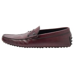 Tod's Burgundy Leather Slip On Loafers Size 41.5