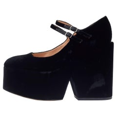 Gianvito Rossi by Mary Katrantzou Velvet Wedge Platform Mary Jane Pumps Size 36