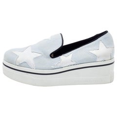 Stella McCartney Light Blue Denim Binx Star Platform Sneakers Size 36