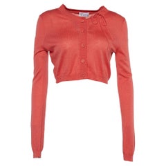 Valentino Cardigan rouge corail rose à boutons sur le devant M