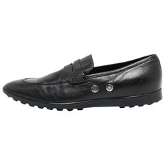 Gucci Slip On Loafers aus schwarzem Leder, Größe 40.5