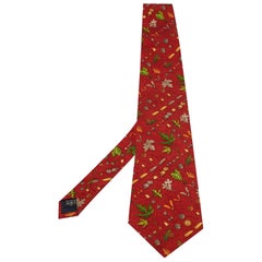 Cravatta in seta con stampa autunnale rosso mattone di Dunhill