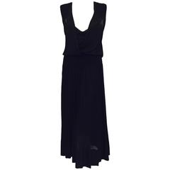 Chanel Black Viscose Stretch Dress With Surplice Front and Full Longer Skirt 12