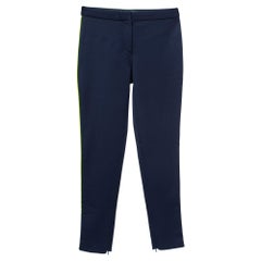 Versace Navy Blue Stretch Contrast Piping Detail Leggings S