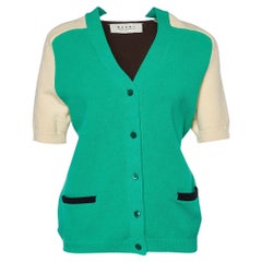 Marni - Pull boutonné à l'avant en tricot de coton multicolore S